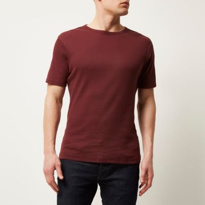 Red essential ribbed slim t-shirt